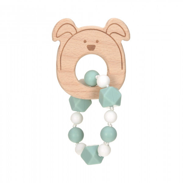 Greifling mit Beißring Hund, natur/mint | Lässig