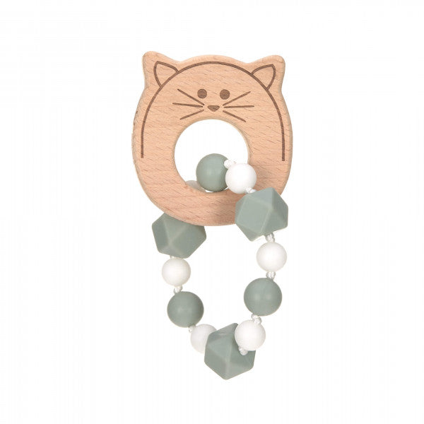 Lässig Greifling mit Beissring Katze natur/ grau l by Schmatzepuffer® Laser Gravur "personalisierbar" online kaufen