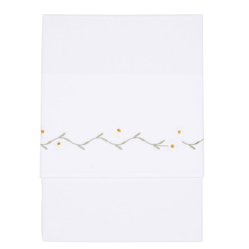 Kinderlaken met borduursel Daisy 110 x 140 cm | Little Dutch
