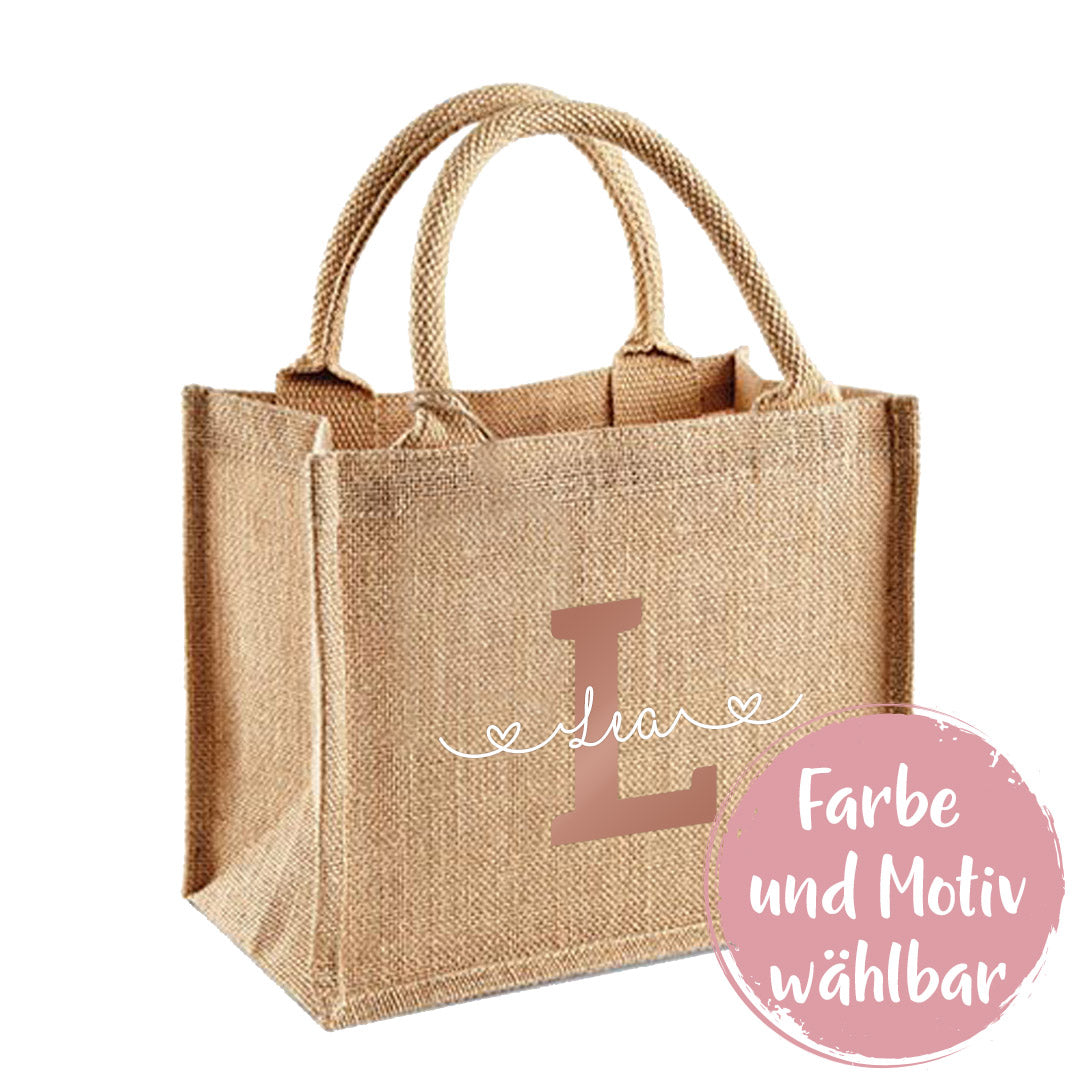 Jutetasche - mit Name und wählbarem Motiv personalisiert | Schmatzepuffer