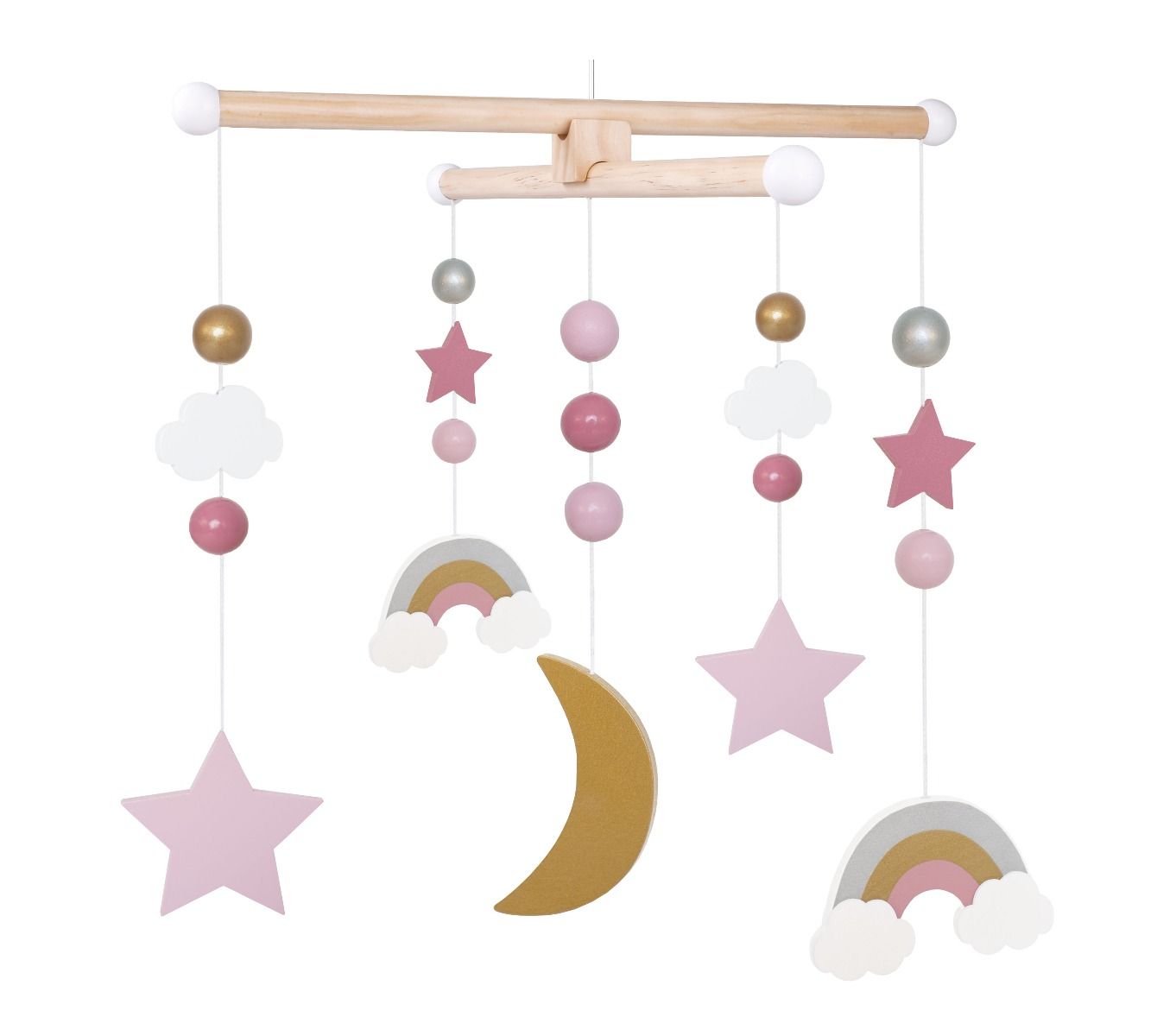 Mobile Regenbogen Holz rosa gold T269 | JaBaDaBaDo