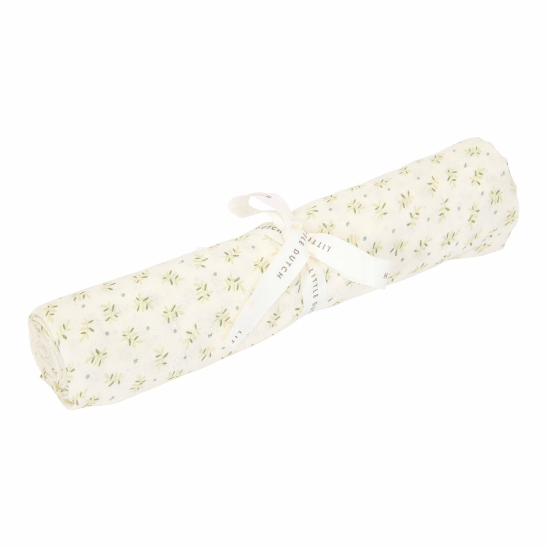 Muslin cloth swaddle 120 x 120 cm - Blueberry Leaves | Little Dutch