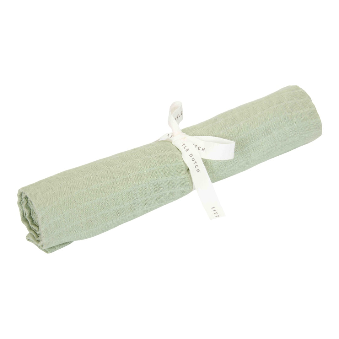 Muslin cloth swaddle 120 x 120 cm - Sage | Little Dutch