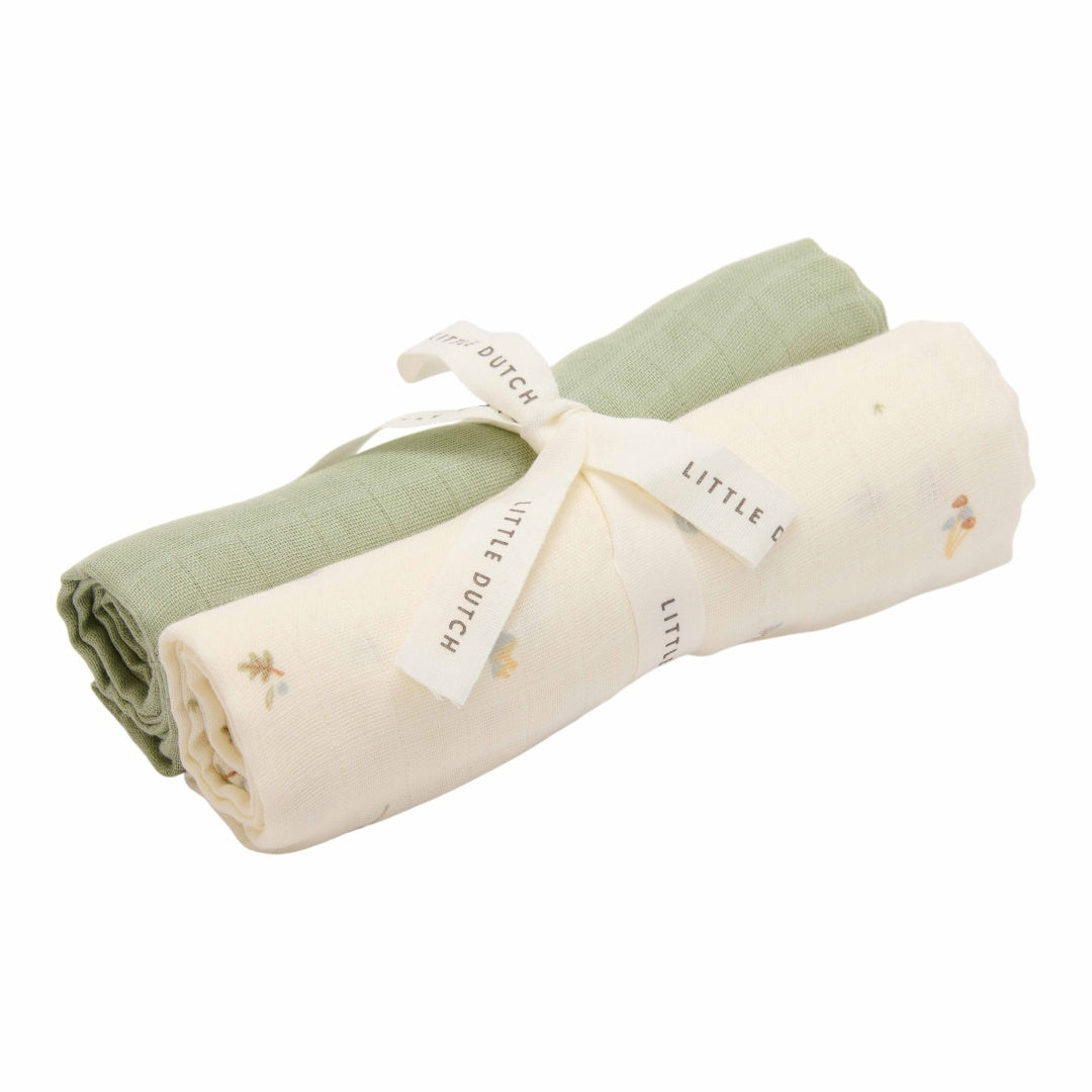 Musselintuch Swaddles 70 x 70 cm - Forest Treasures & Sage | Little Dutch