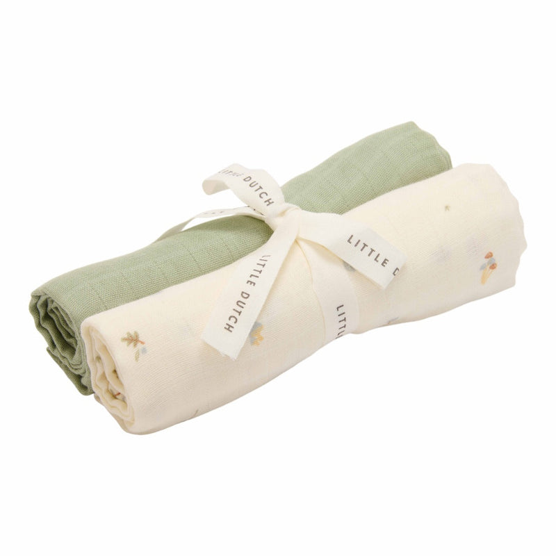Musselintuch Swaddles 70 x 70 cm - Forest Treasures & Sage | Little Dutch