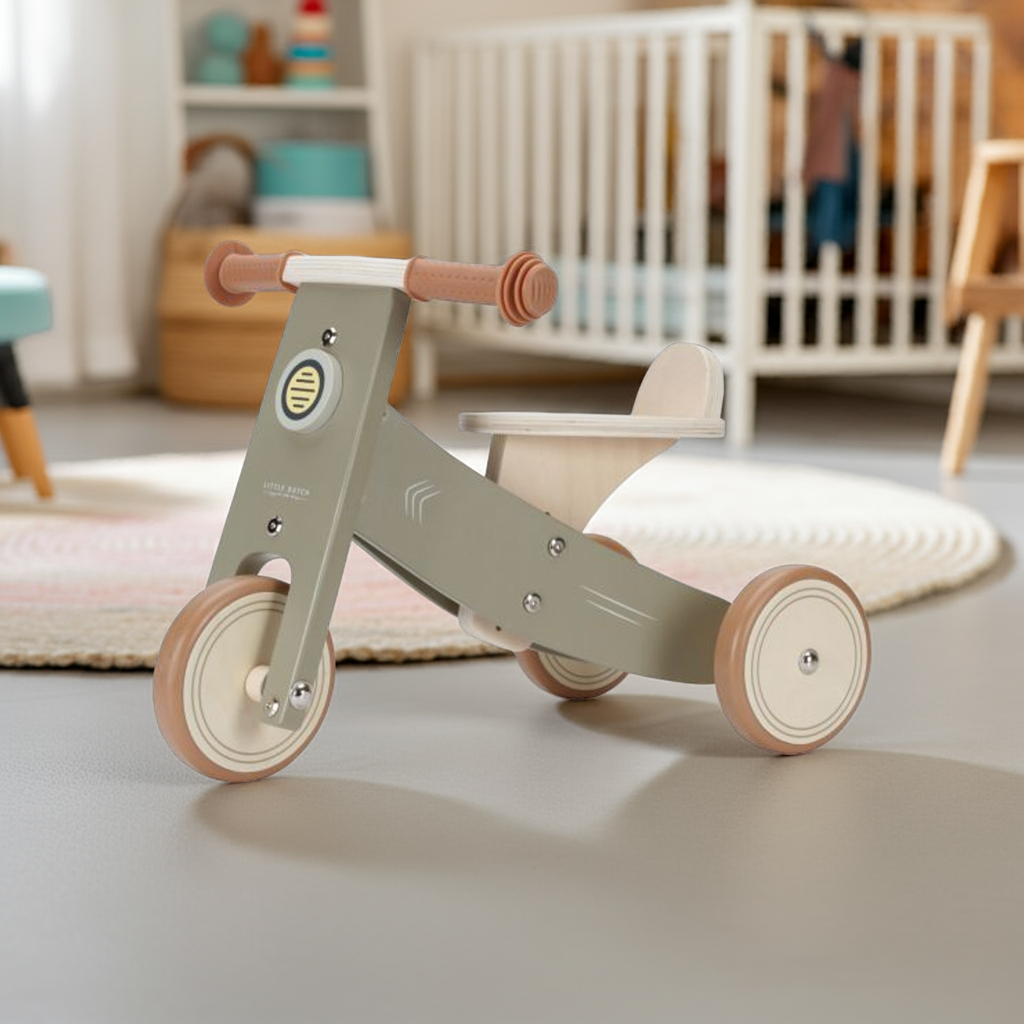 BON PLAN - Tricycle en bois, couleur olive | Little Dutch
