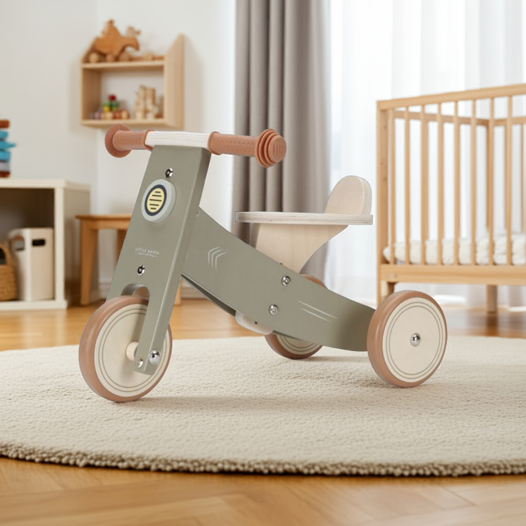 BON PLAN - Tricycle en bois, couleur olive | Little Dutch