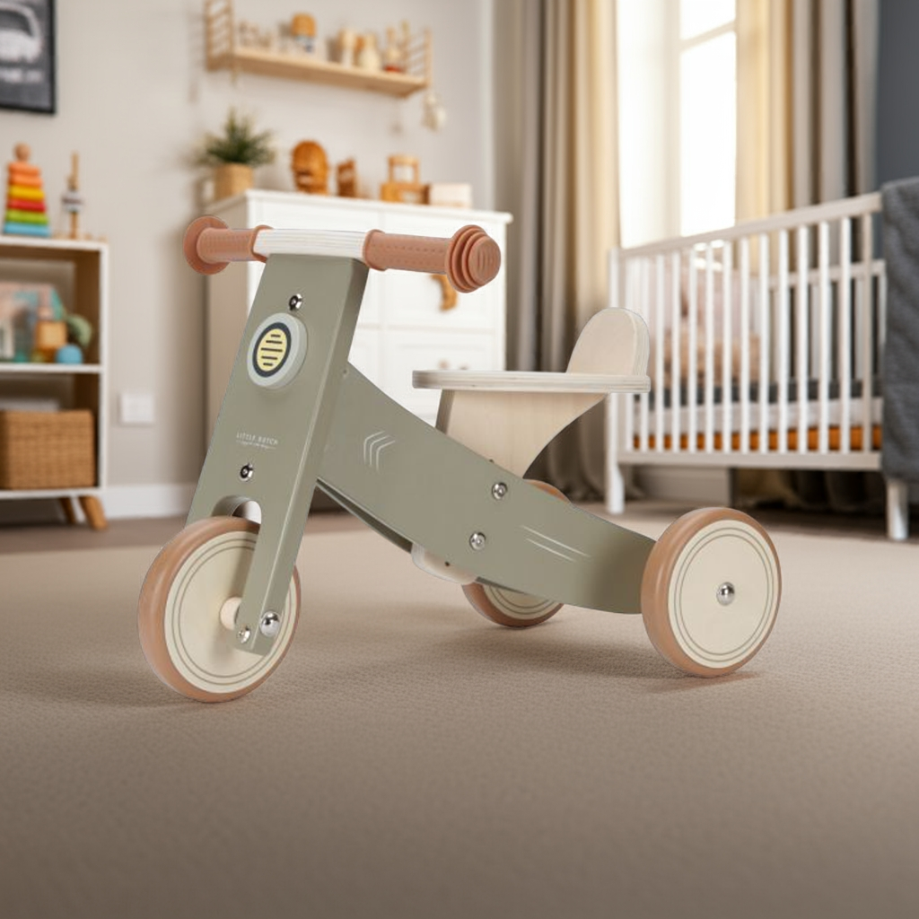 BON PLAN - Tricycle en bois, couleur olive | Little Dutch