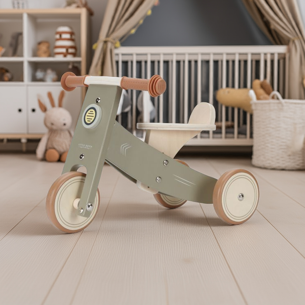 BON PLAN - Tricycle en bois, couleur olive | Little Dutch