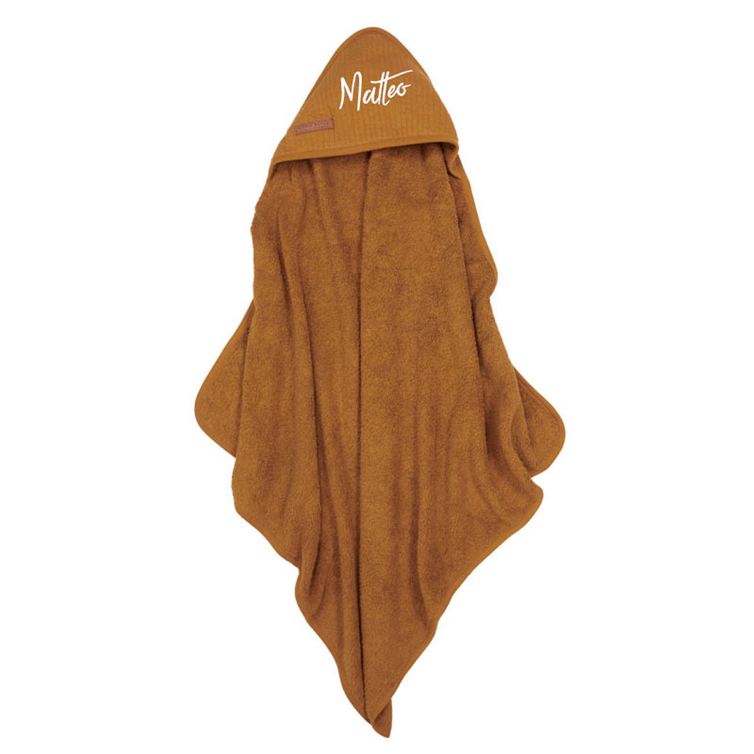 Handdoek met capuchon Pure oker Spice | Little Dutch