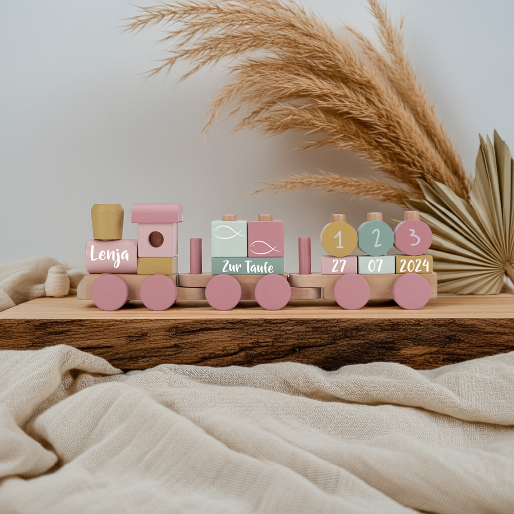 Personalsierter Holz-Zug Fairy Garden - Geschenk zur Taufe