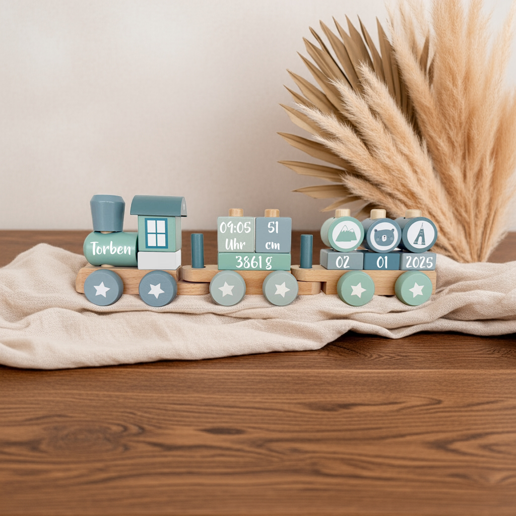 Wooden Train Adventure Blue - For Birth | Little Dutch