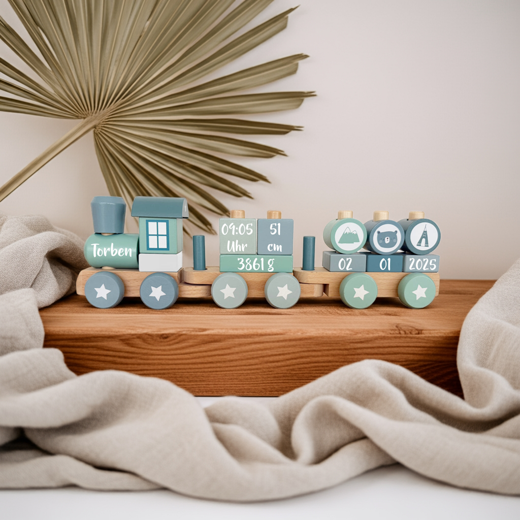 Wooden Train Adventure Blue - For Birth | Little Dutch