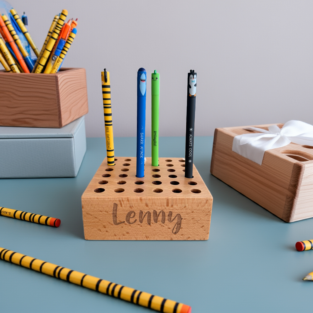 Porte-stylo en bois personnalisé, compatible avec les stylos Legami et autres | Smack Buffer