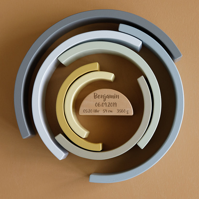 Stapelturm Regenbogen Blau - Zur Geburt