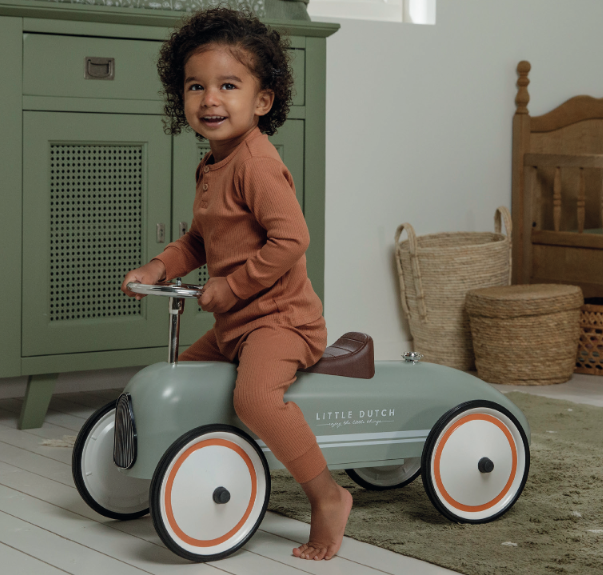 Retro ride-on car, olive | Little Dutch by Schmatzepuffer customizable