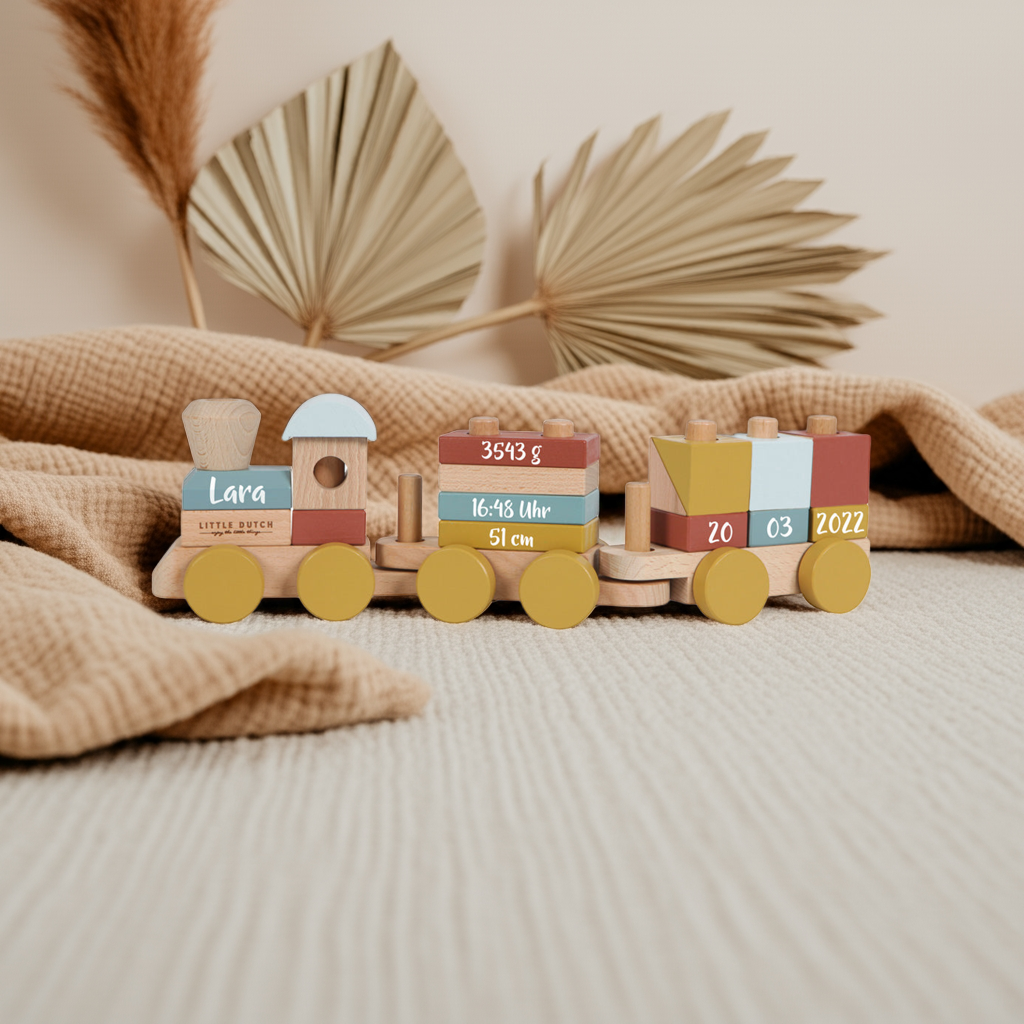 Wooden Train Pure & Nature - For Birth | Little Dutch