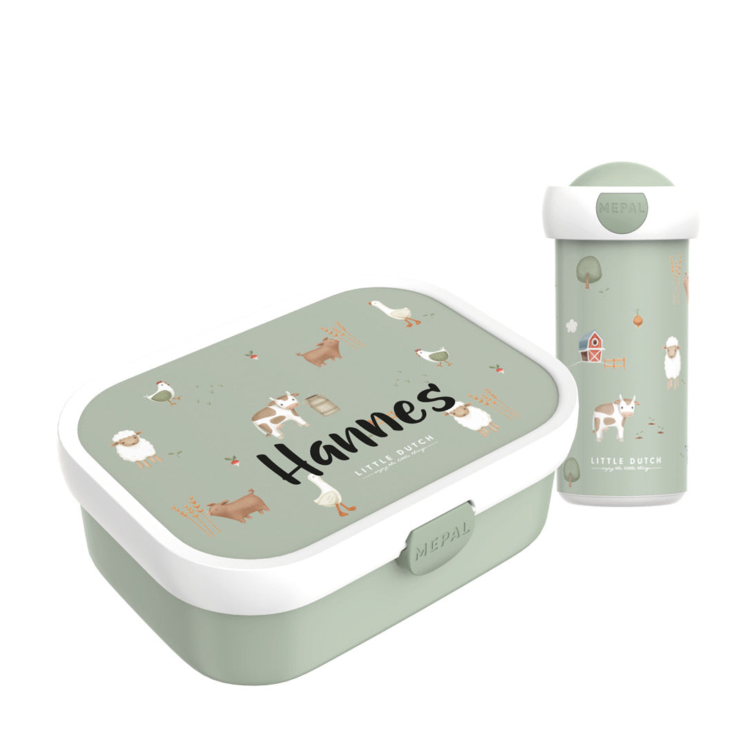 Little Farm lunch set, drinking cup, and lunch box | Little Dutch x Mepal