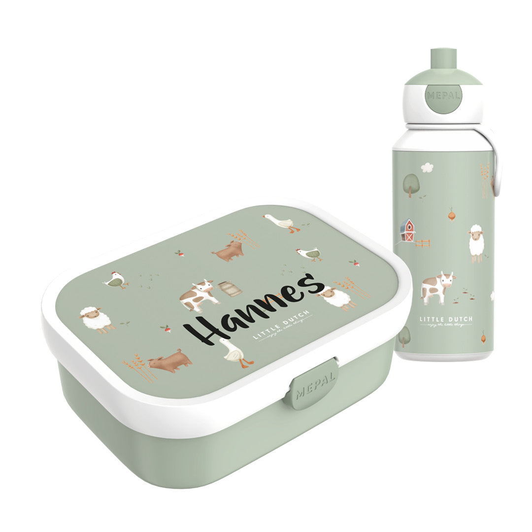 Little Farm lunch set, pop-up bottle, and lunch box | Little Dutch x Mepal
