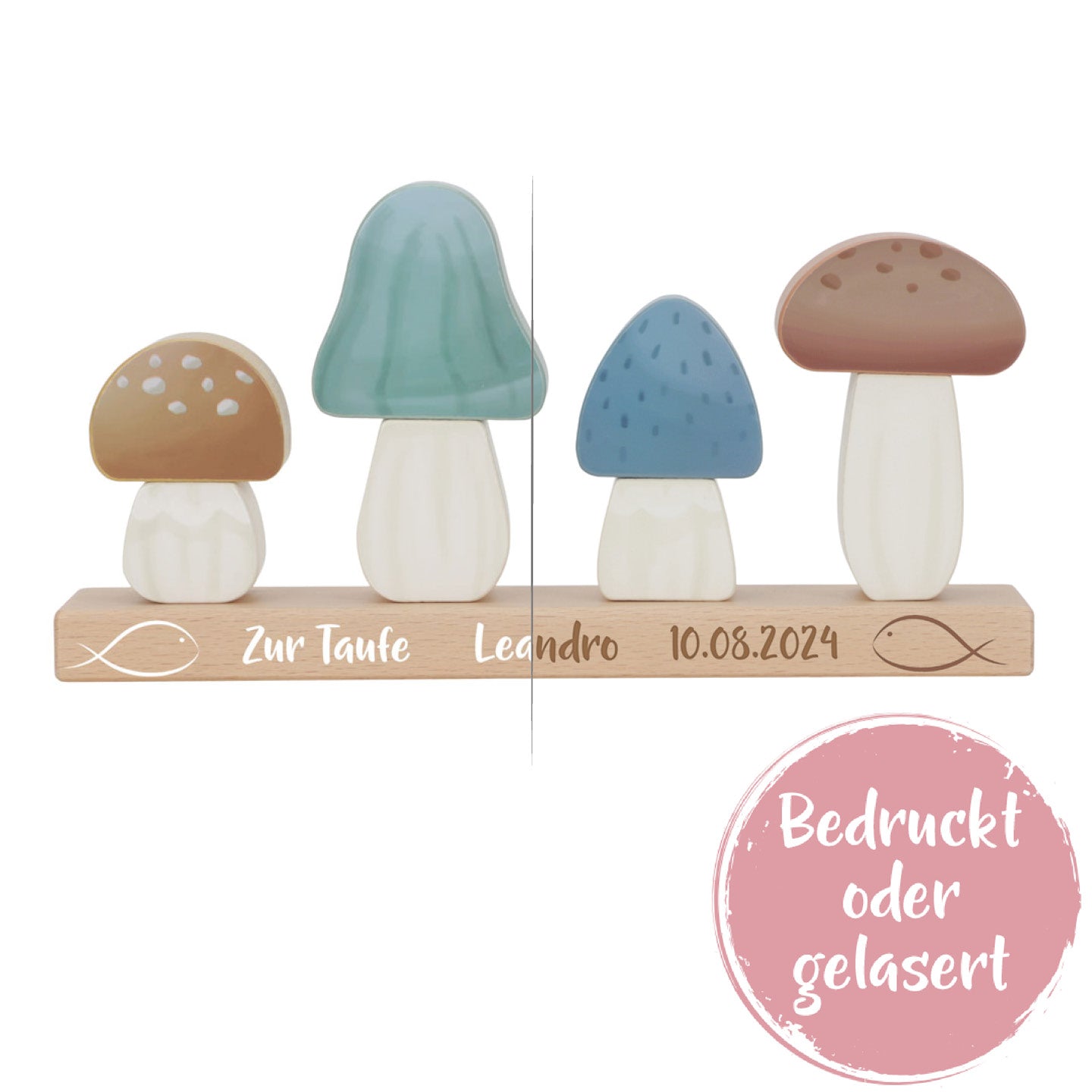 Stapelbare paddenstoelen - Bosvrienden "Voor de doop"