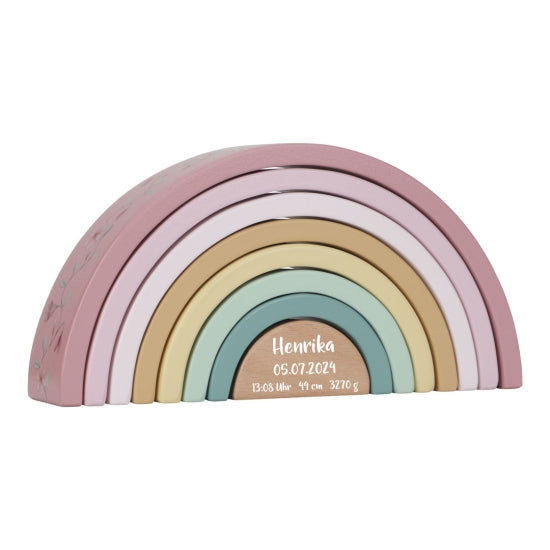 Geschenk-Set Holz-Zug Stapelturm Regenbogen Fairy Garden | Little Dutch