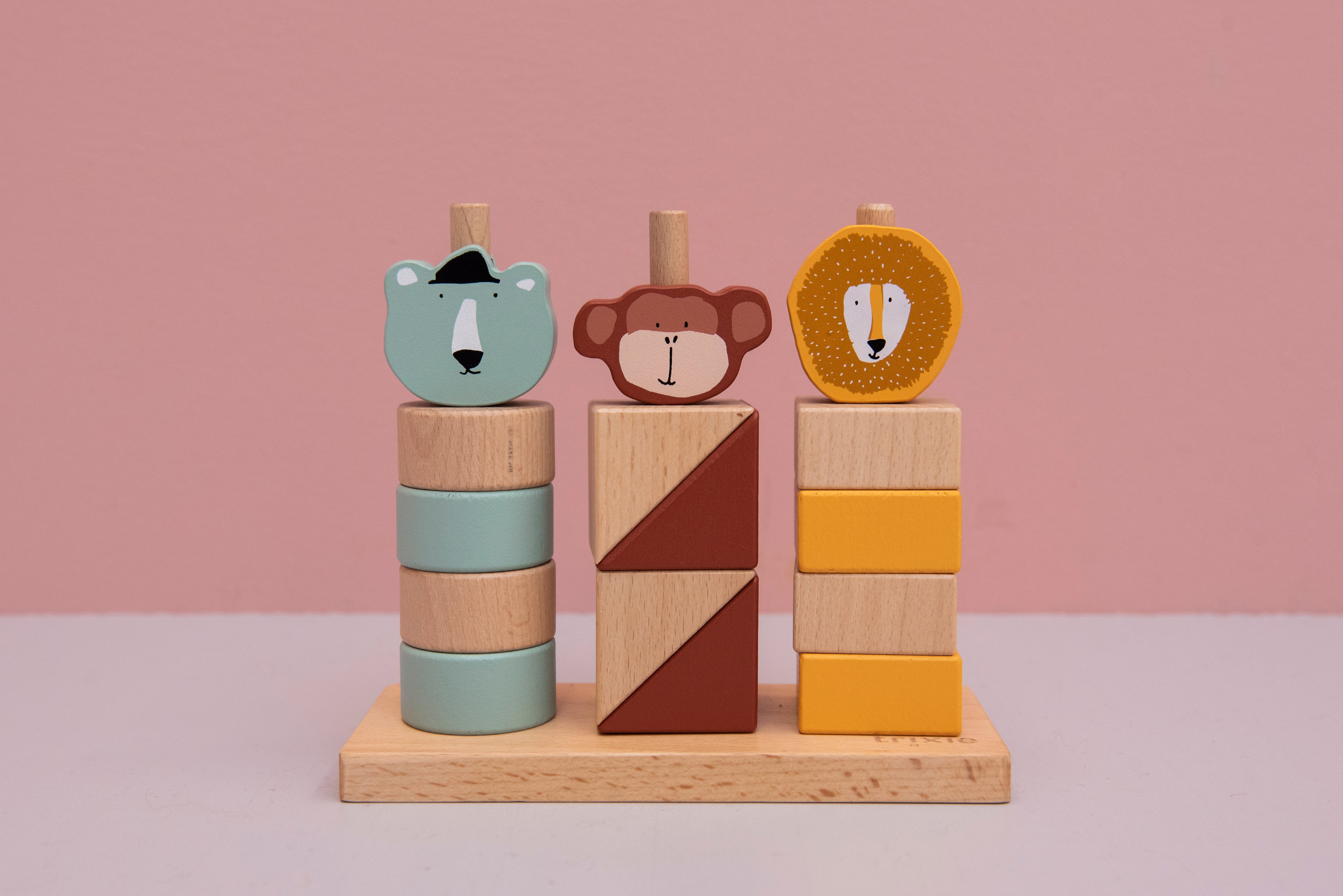 Stacking Animals Monkey/Polar Bear/Lion Wood | Trixie