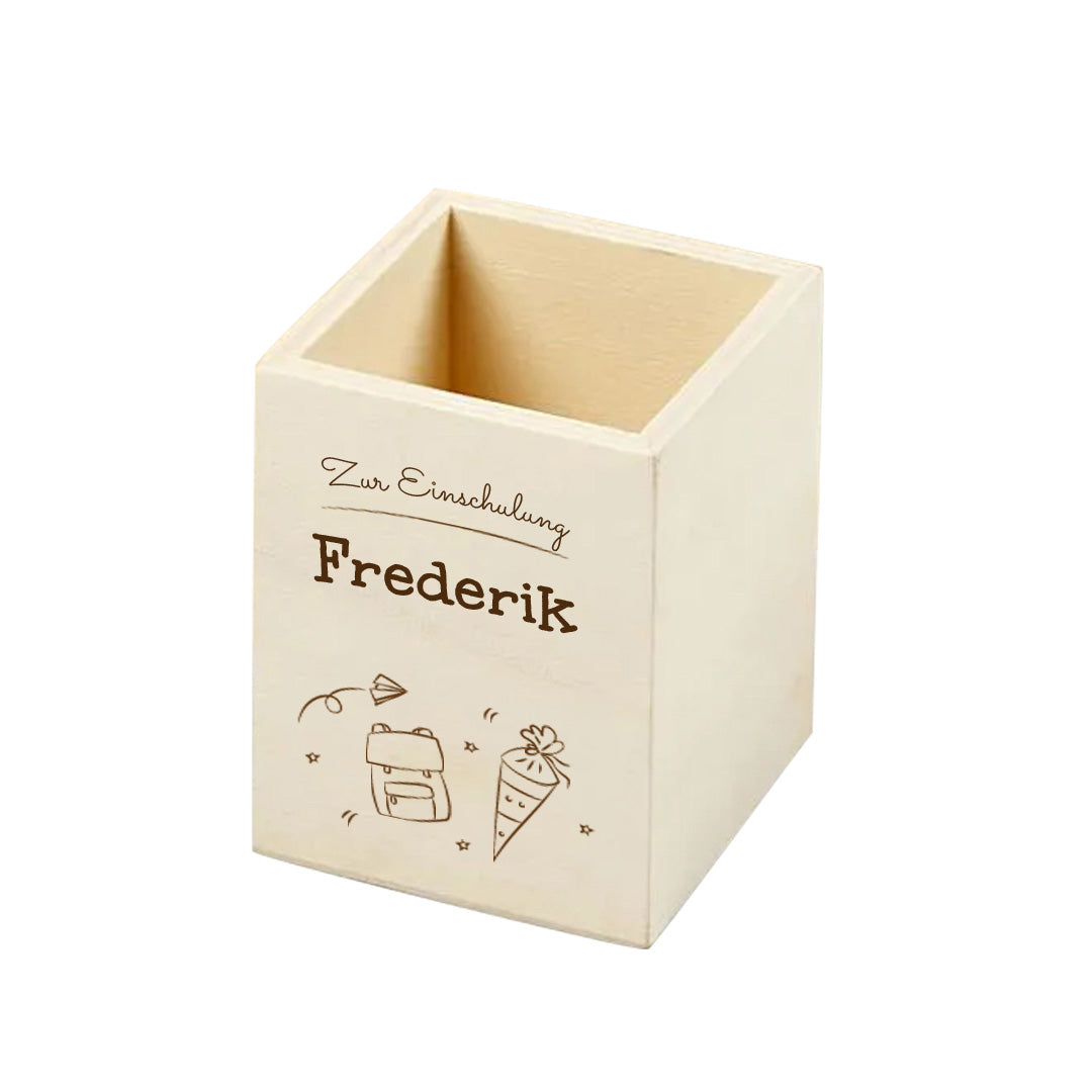 Wooden pen holder - personalized with a selectable motif | Smacking buffer