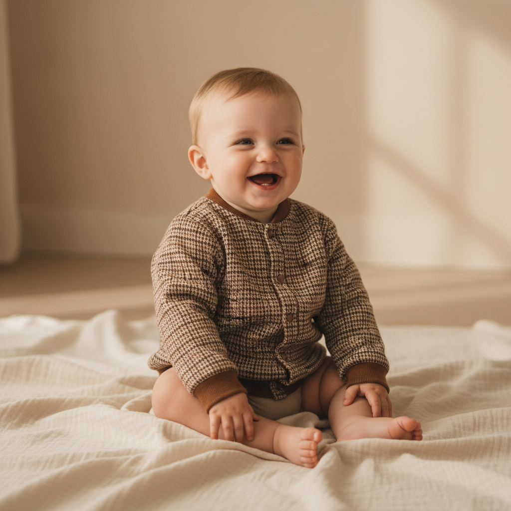 Strickjacke Grün kariert – Little Farm | Little Dutch