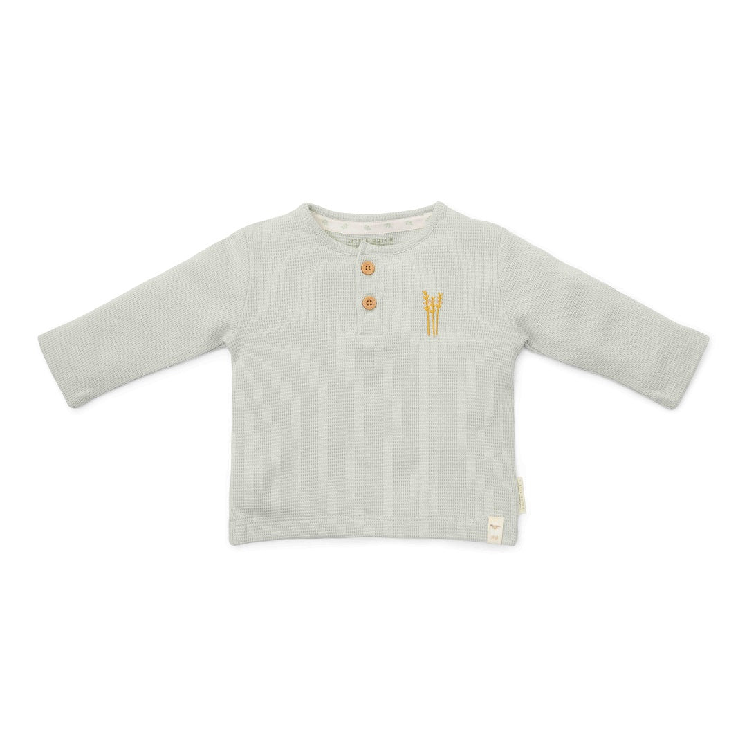 T-shirt langärmlich Waffle Soft Green – Little Farm | Little Dutch