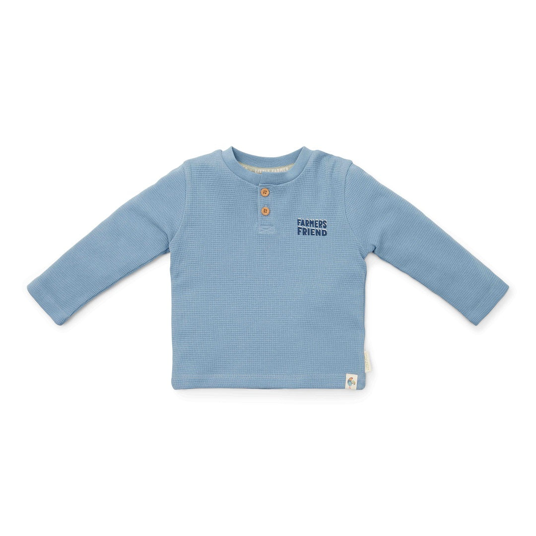 T-shirt langärmlig Waffle Ice Blue - Little Farm | Little Dutch