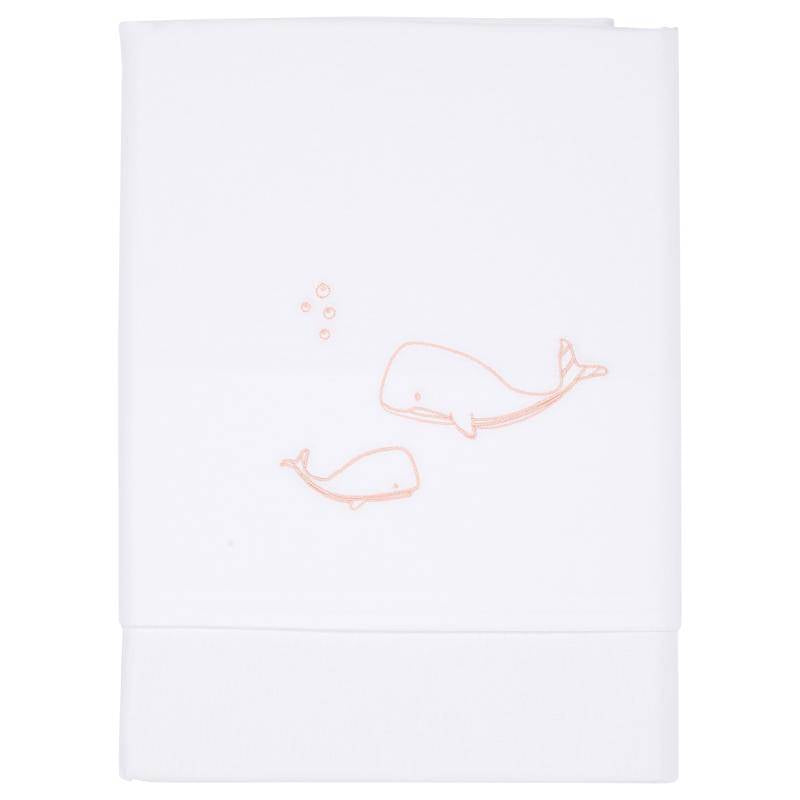 Kinderlaken Ocean Pink geborduurd 110 x 140 cm | Little Dutch
