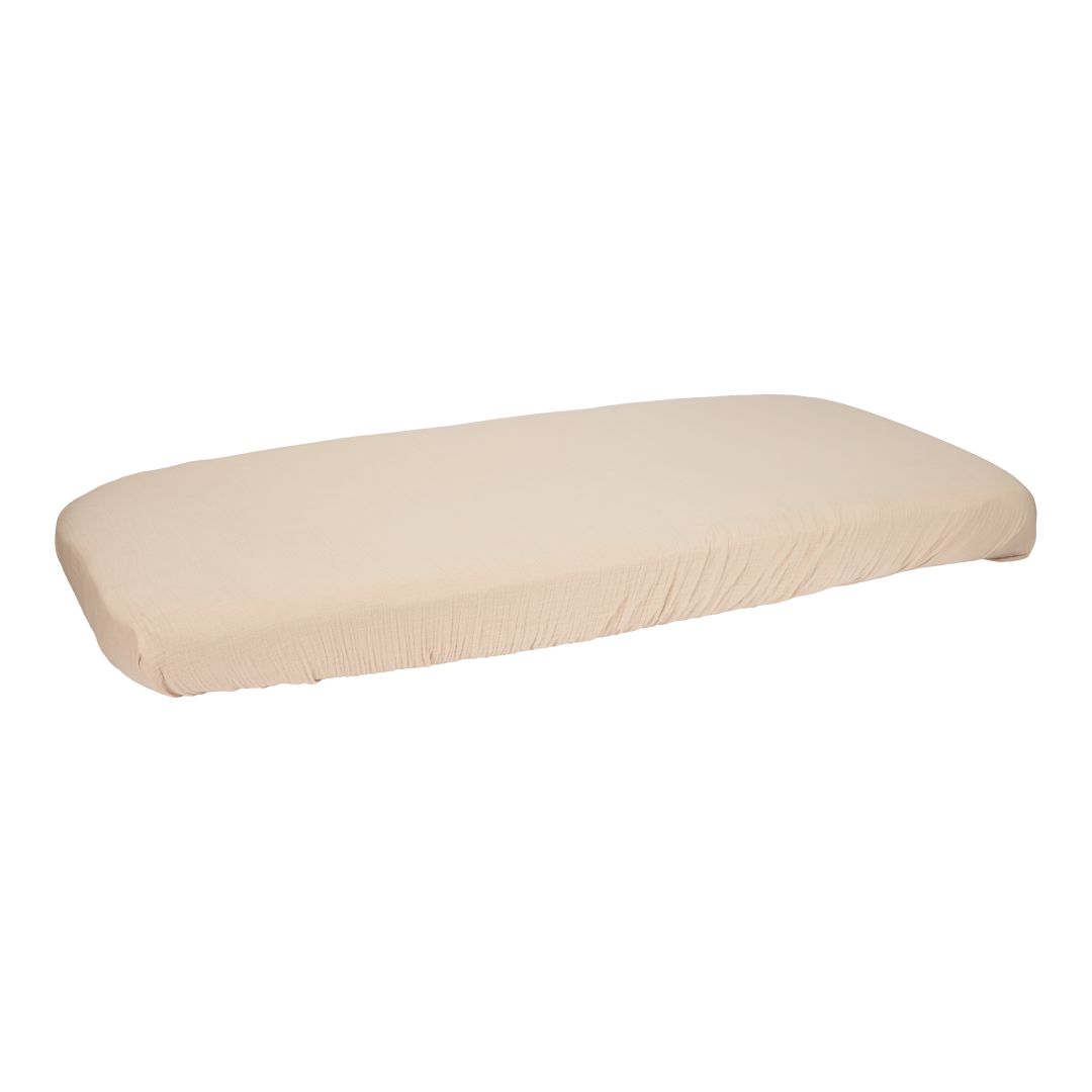 Spannbettlaken Musselin 60 x 120 cm, beige | Little Dutch