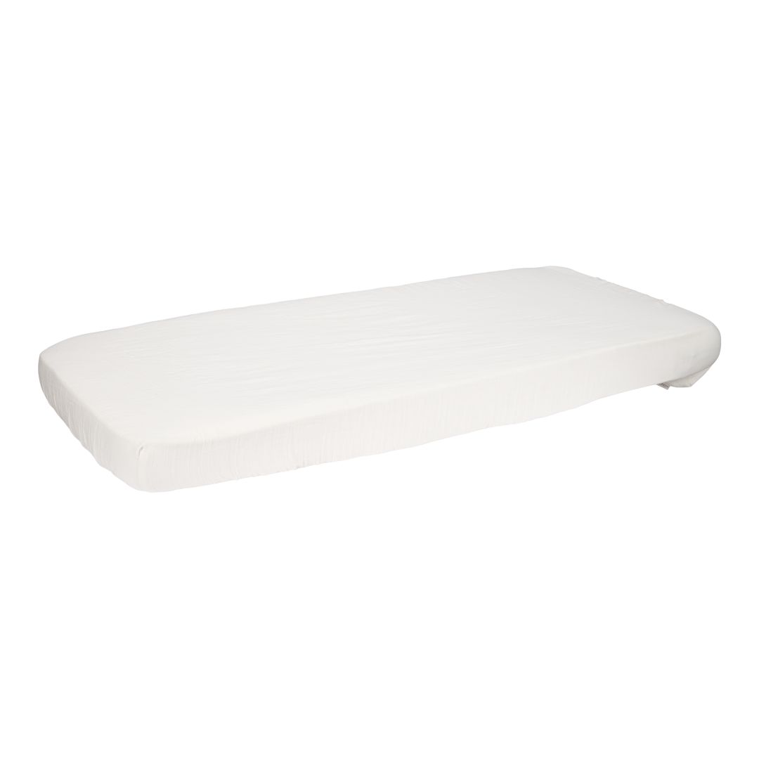 Spannbettlaken Musselin 60 x 120 cm, soft white | Little Dutch
