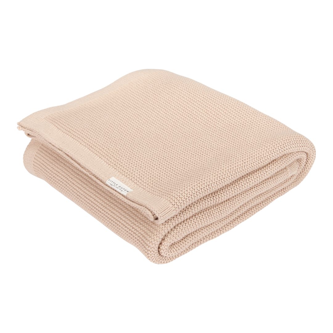 Gebreide wiegdeken beige | Little Dutch