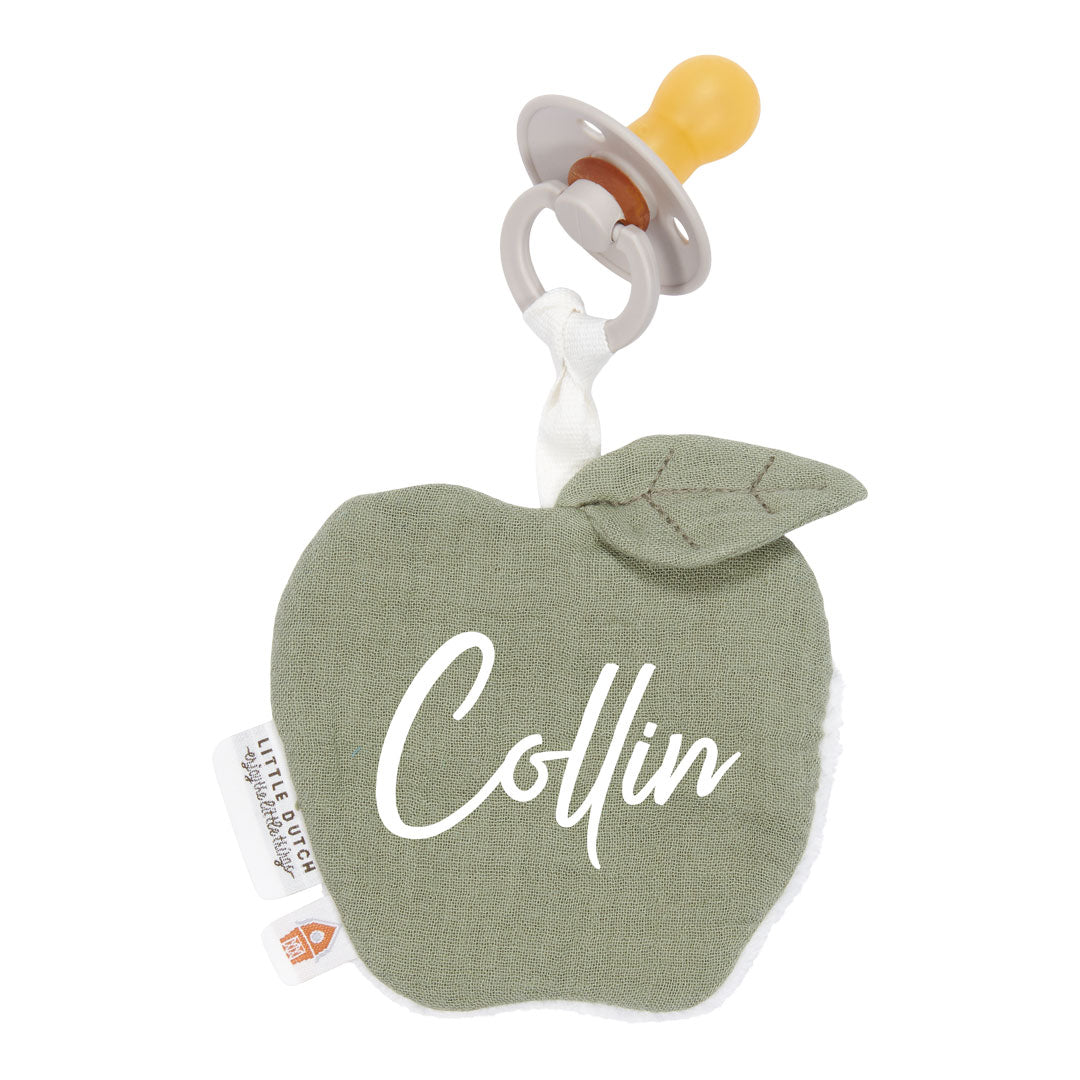 Pacifier cloth muslin apple - Pure Olive | Little Dutch