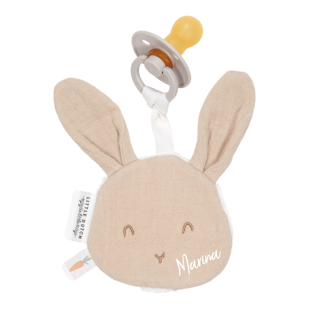 Pacifier cloth muslin rabbit beige | Little Dutch