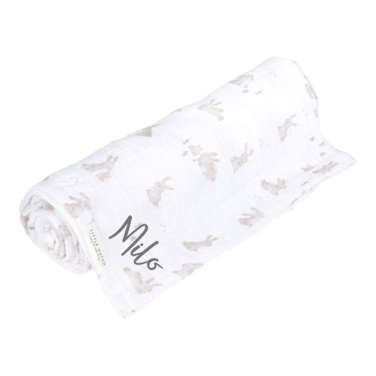 Musselintuch Swaddle 120 x 120 Baby Bunny | Little Dutch