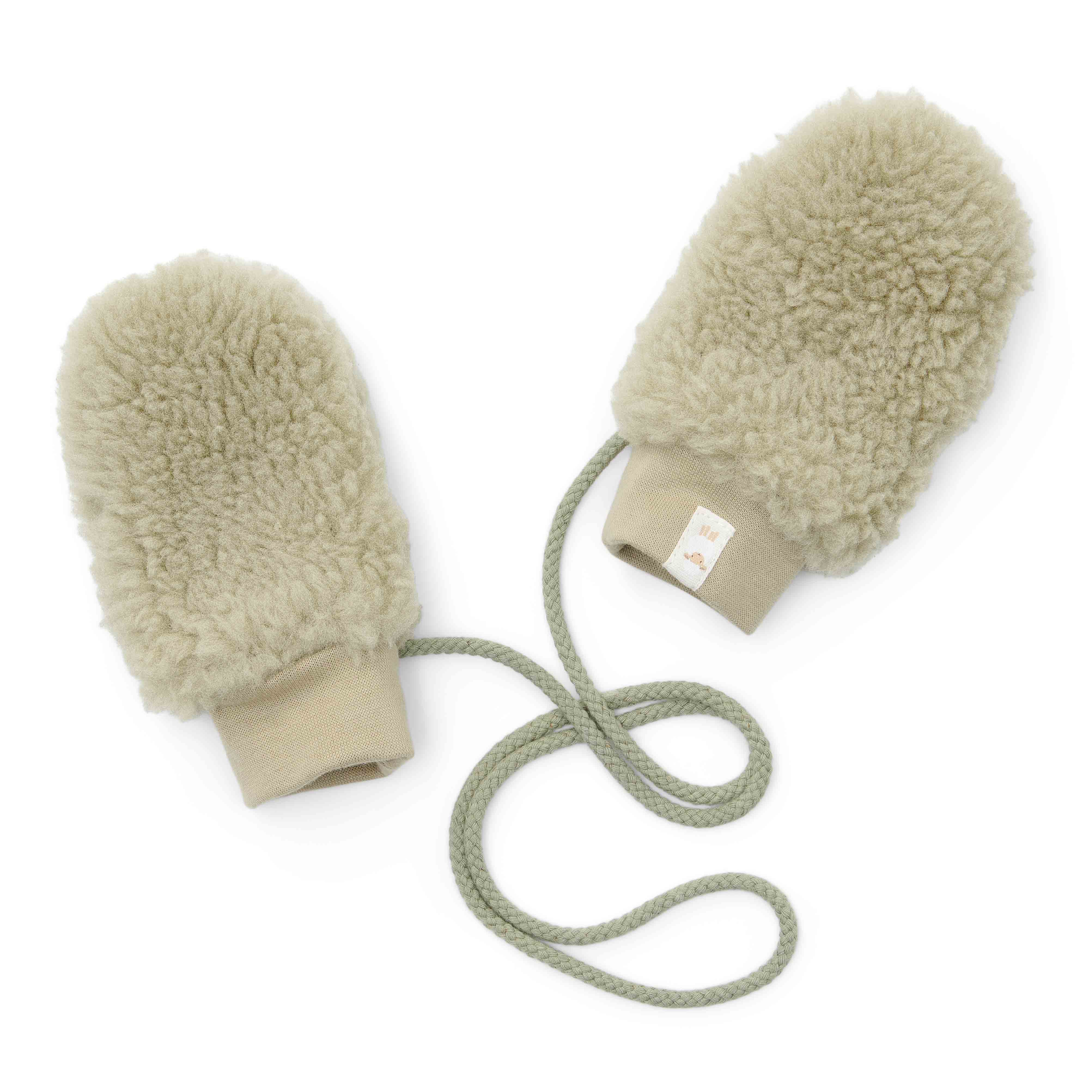 Teddy Fäustlinge Soft Green - Newborn Winter Teddy | Little Dutch