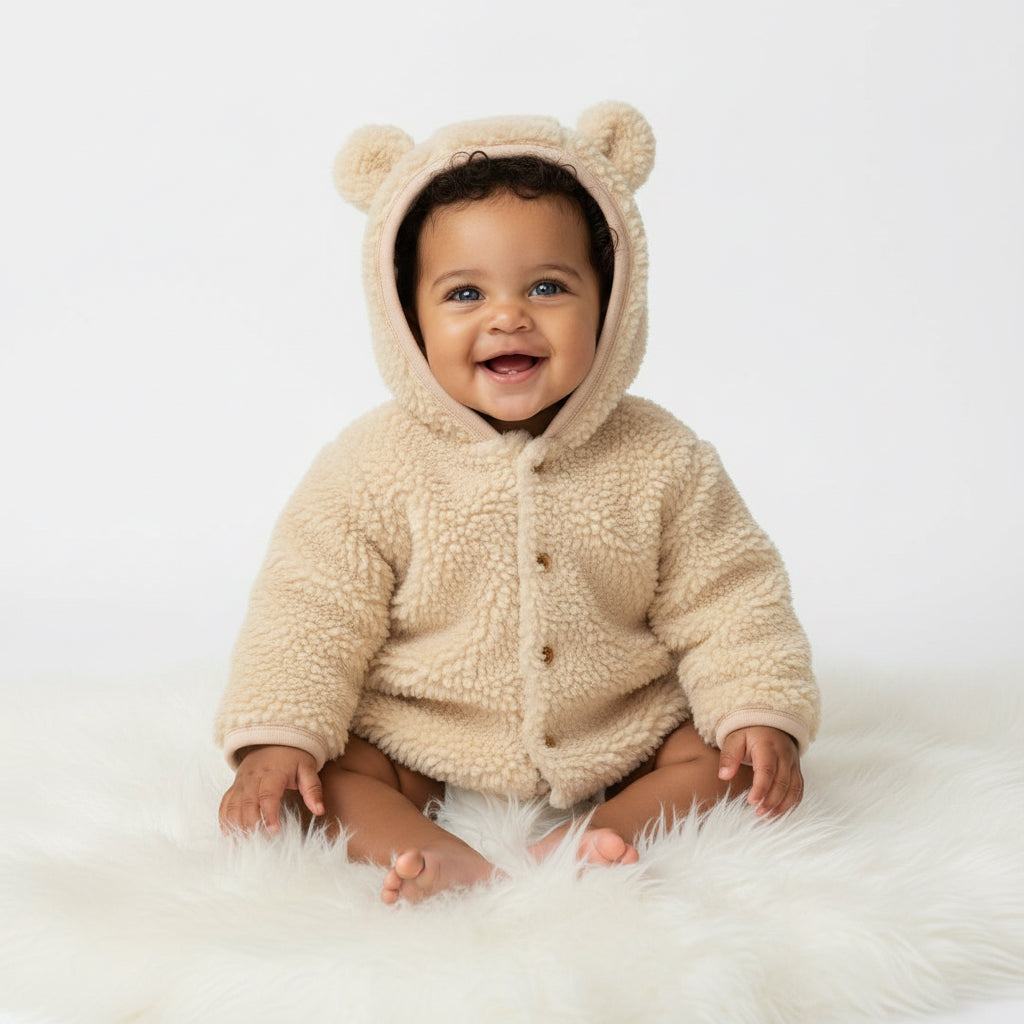 Teddy Jacke Sand - Newborn Winter Teddy | Little Dutch