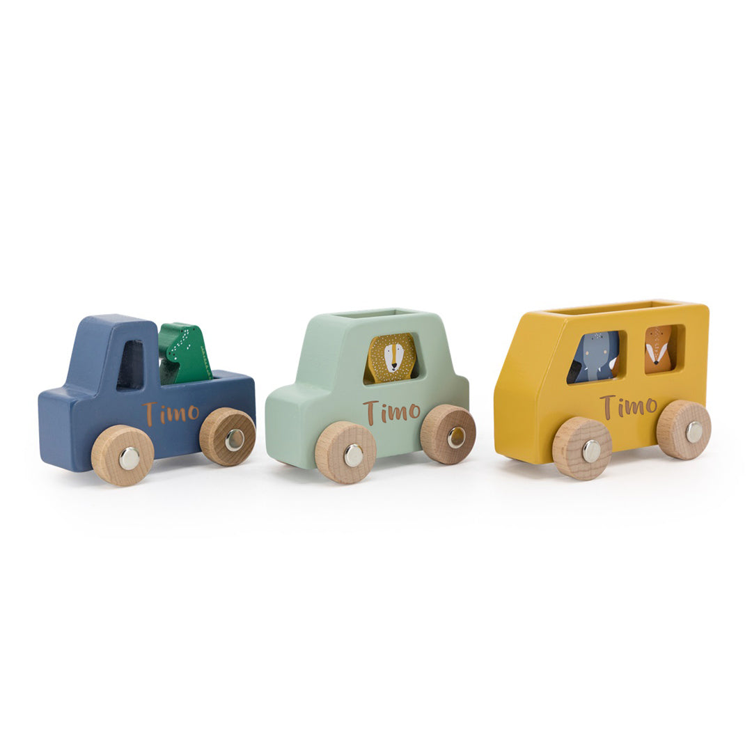 Wooden car set with animals | Trixie