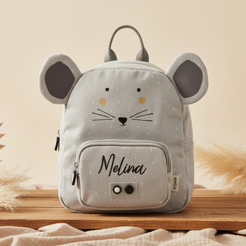 grey fluffy mini backpack Small backpack - Mrs. Mouse