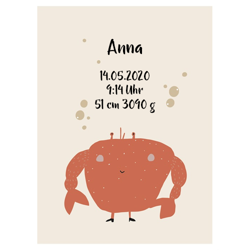 Kinderposter 30x40 cm - Mevrouw Krab | Trixie