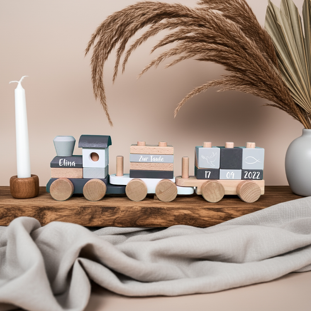 Holz-Zug Exclusive Edition - Zur Taufe - Bedruckt | Little Dutch