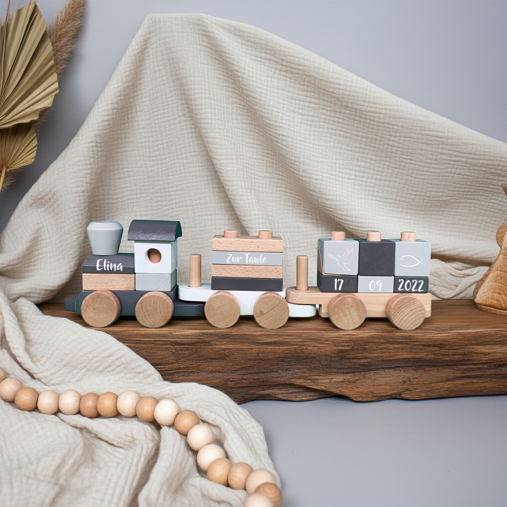Holz-Zug Exclusive Edition - Zur Taufe - Bedruckt | Little Dutch