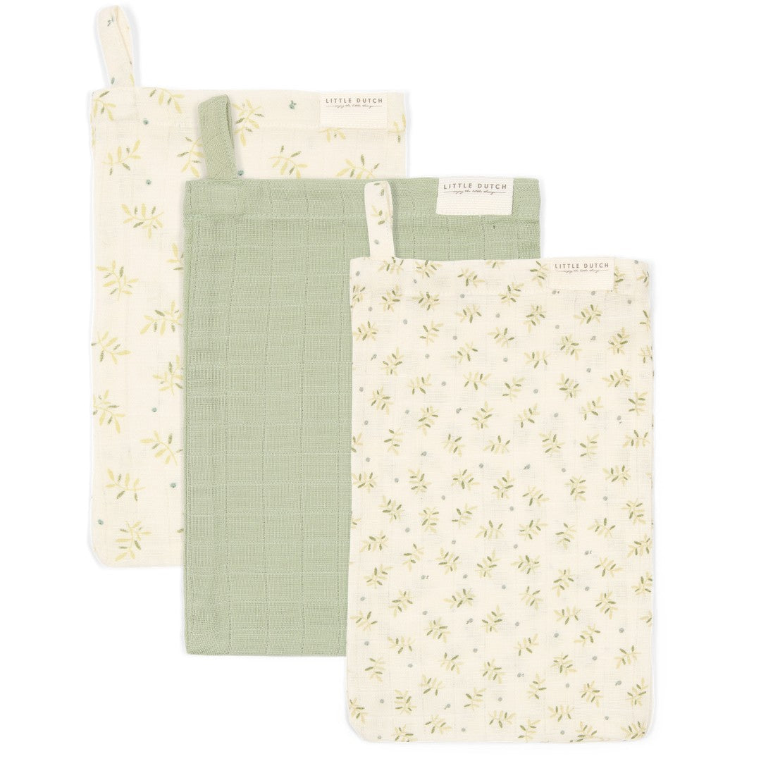 Waschhandschuhe Set Musselin - Blueberry Leaves | Little Dutch