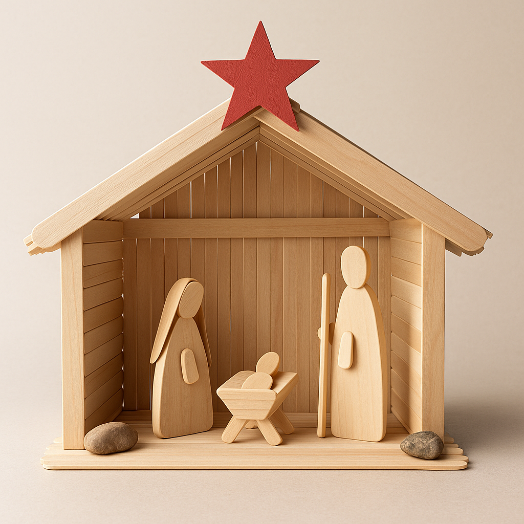 Nativity scene construction kit – 170 wooden spatulas in various sizes for self-assembly