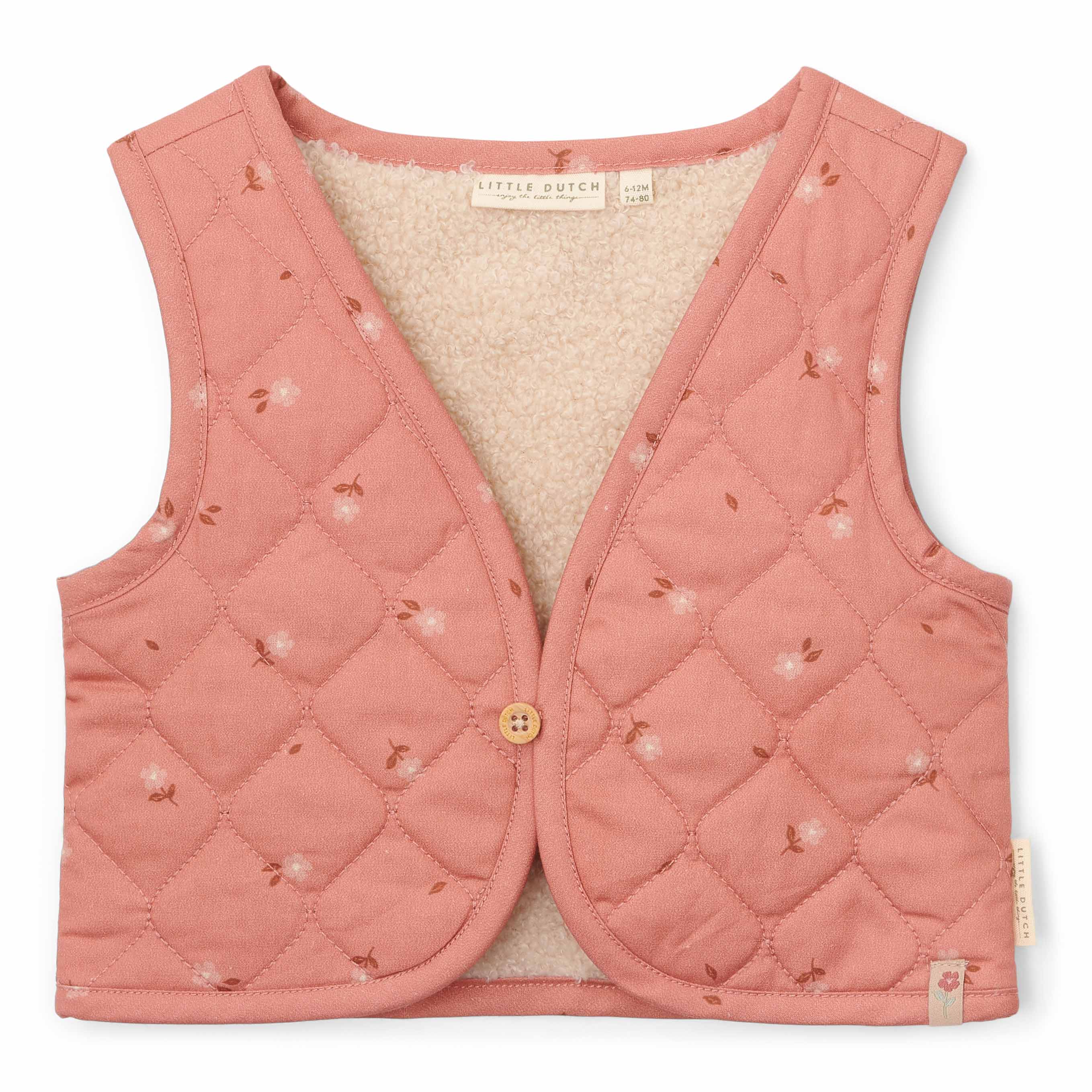 Wendbare Weste Sand/ Warm Rose Blooming Flower - 74-80 - Little Farm | Little Dutch