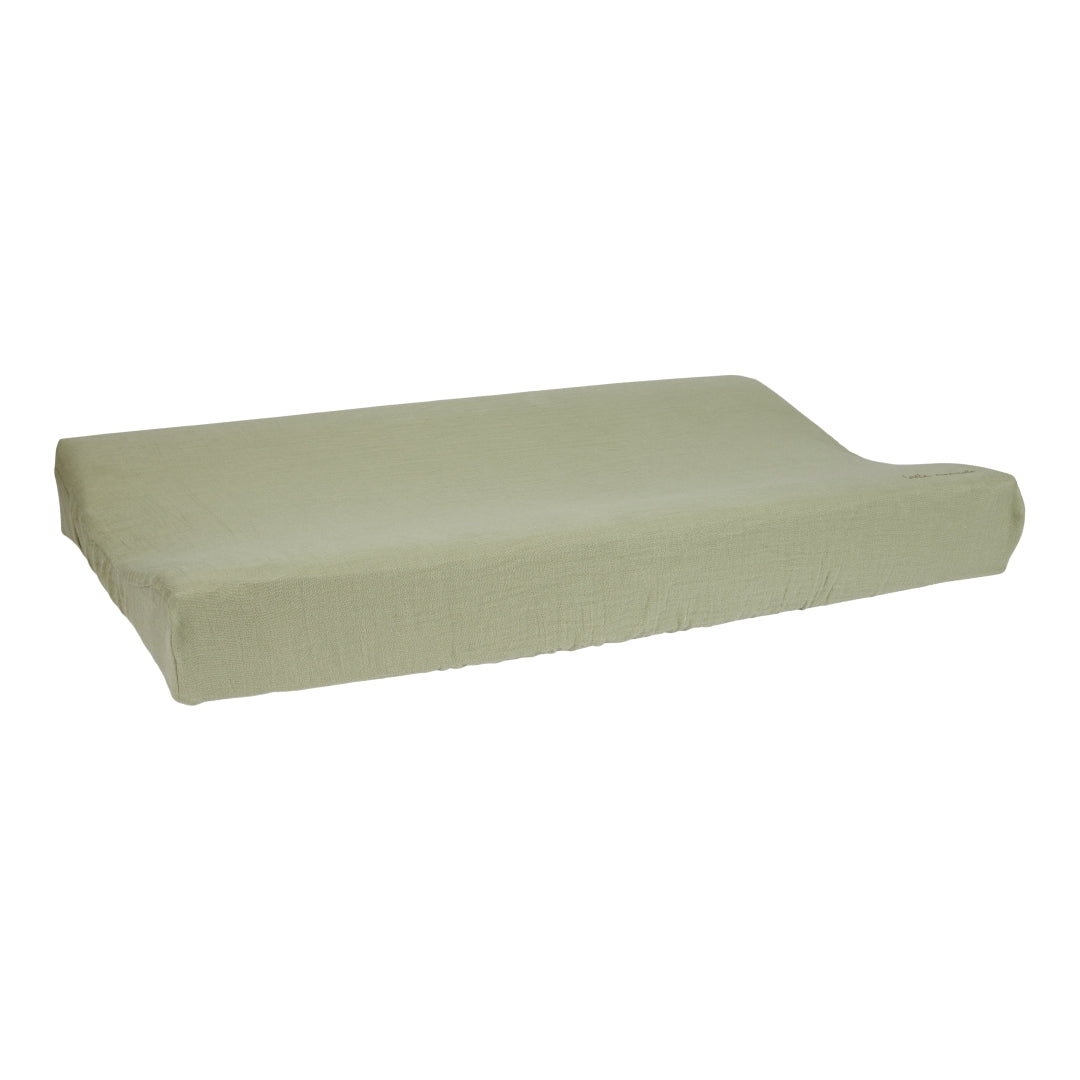 Aankleedkussenhoes van mousseline - Pure Olive | Little Dutch