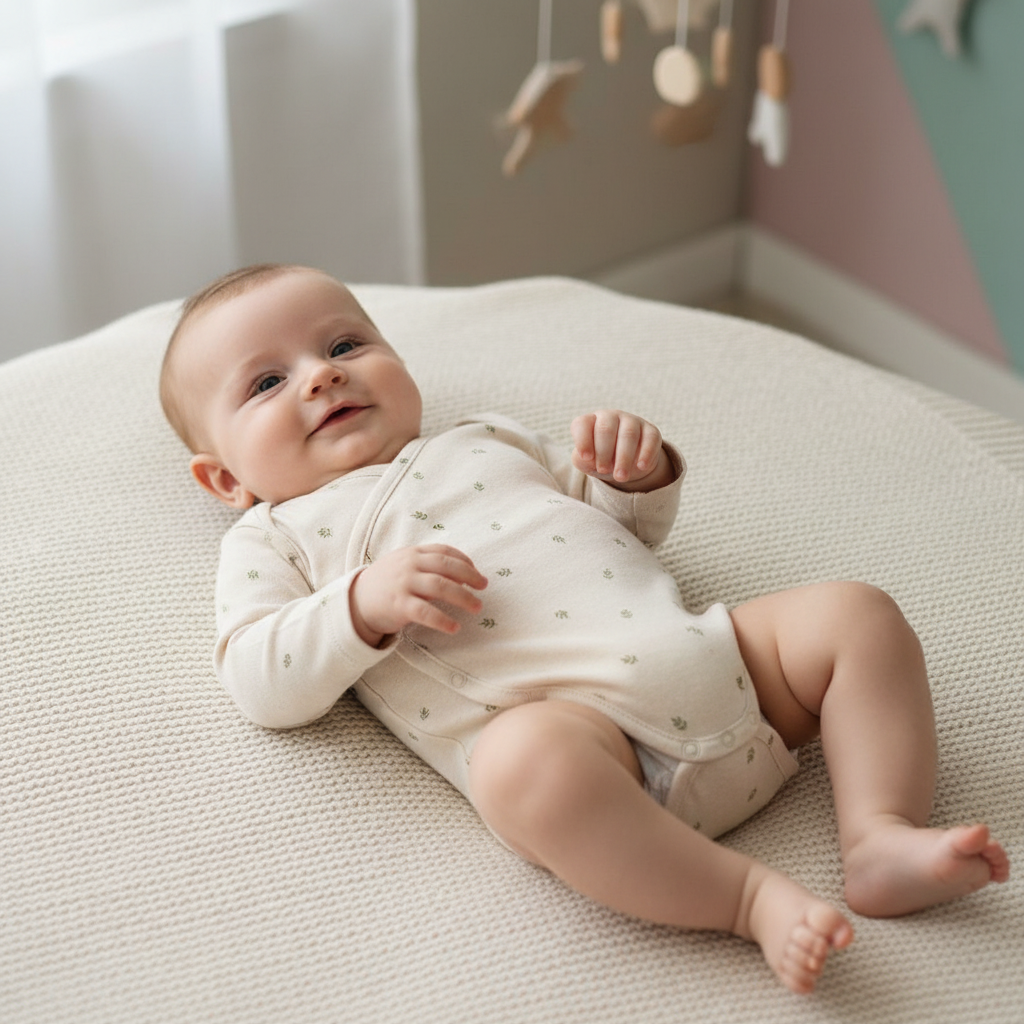 Long-sleeved wrap bodysuit Green Leaves - Little Farm | Little Dutch