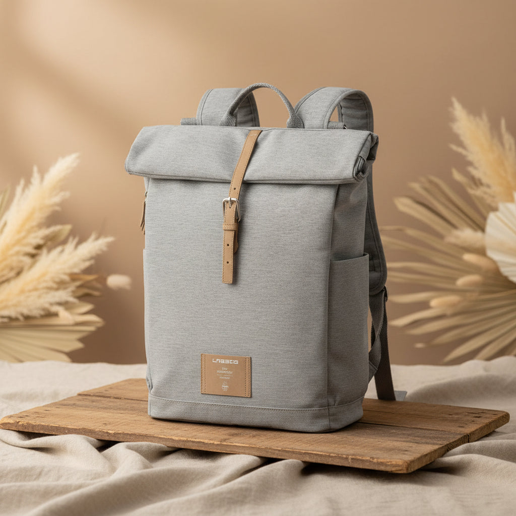 Wickelrucksack - Rolltop Backpack, Grey Mélange (Limited Edition) | Lässig